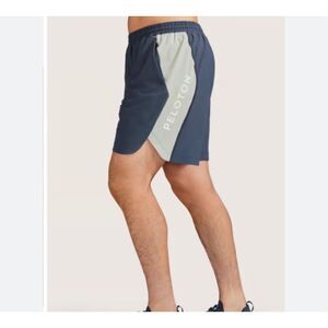 Peloton Shorts Mens XXL Speed 7" Lined Velocity Shorts Elastic Waist Blue & Gree